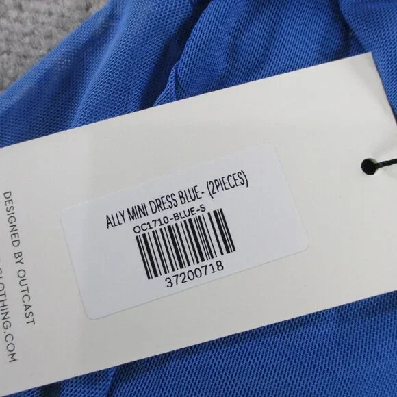 Outcast Ally Mini Dress Womens Small Blue Ruffle Long Sleeve NEW - Picture 6 of 11